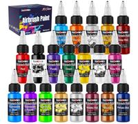 FansArriche Airbrush Paint Kit - 20 Colours, Water-Based, Opaque & Neon, Premium Set for Beginners, Artists & DIY Projects, 20 ml/Bottle