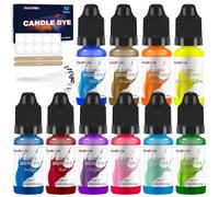 FansArriche Candle Wax Colour - 10 Colours Liquid Candle Wax Dye for Candle Making - Highly Concentrated Candle Dye for Soy Wax, Paraffin Wax - Each 10 ml