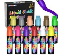 FansArriche Chalk Pens for Blackboard & Whiteboard, Washable, 12 Colours x 15 mm - Chalk Markers for Adults