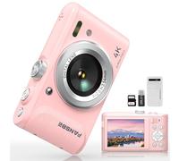 Fansbe Smart Digital Camera, 4K Vlogging Camera with 64MP, Digital Point and Shoot Cameras with 18X Zoom, Anti-Shake, Mode Dial, 32GB SD Card, Card Reader
