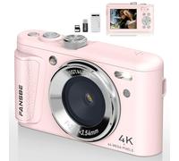 Fansbe Smart Digital Camera UHD 4K Vlogging Camera Photography Autofocus, 64MP 18X Digital Zoom Digital Camera 32GB Card, Anti-Shake Compact Point Shoot Camera Teens Adult Beginner Boy Girl, Pink