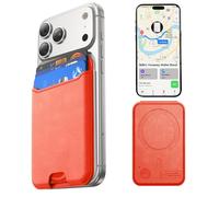 Fanseesy for MagSafe Wallet, Works with Apple Find My,4 Card Holder, Magnetic Phone Wallet for iPhone 17/16/15/14/13/12 Pro Max Air Plus Series, RFID Blocking Vegan Leather, Orange, 4.17 x 2.83 x 0.51