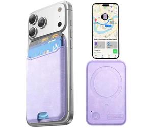 Fanseesy for MagSafe Wallet, Works with Apple Find My,4 Card Holder, Magnetic Phone Wallet for iPhone 17/16/15/14/13/12 Pro Max Air Plus Series, RFID Blocking Vegan Leather,Purple