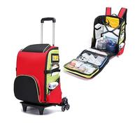 FANSENG ,Professional Storage Medical Bag with Detachable Trolley, Large Capacity Emergency Rescue Kit, for Nurse, Doctor, EMT, EMS(M (35X22X48CM))
