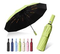 FANSEZQ ANSEZQ Windproof Travel Umbrella - Automatic Open Close, 24 Ribs Heavy Duty Compact Folding Umbrella, UV Protection Rain Umbrella for Men and Women (green)