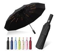 FANSEZQ ANSEZQ Windproof Travel Umbrella - Automatic Open Close, 24 Ribs Heavy Duty Compact Folding Umbrella, UV Protection Rain Umbrella for Men and Women (black)