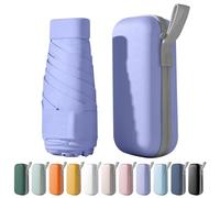 FANSEZQ Mini Sun Umbrella, Lightweight Compact Umbrella For Women And Kids, Portable Uv Parasol With Storage Box (Purple)