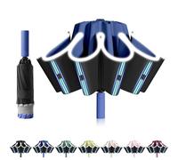 FANSEZQ Stormproof Inverted Umbrella - Automatic Open Close, 40 Ribs Heavy Duty Compact Folding Umbrella, ø 105 Cm Uv Protection Rain Umbrella For Men And Women (Navy Blue)