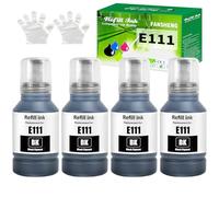 FANSHENG 111 Ink Compatible with epson 111 C13T03M140 ink refill bottles for ET-M1100 ET-M1120 ET-M1140 ET-M1170 ET-M1180 ET-M2120 ET-M2140 ET-M2170 ET-M3140 ET-M3170 ETM3180 (Black x 4)