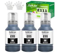 FANSHENG 111 Ink Compatible with epson 111 C13T03M140 ink refill bottles for ET-M1100 ET-M1120 ET-M1140 ET-M1170 ET-M1180 ET-M2120 ET-M2140 ET-M2170 ET-M3140 ET-M3170 ETM3180 (3 Pack BK x3)