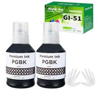 FANSHENG GI51 Ink Compatible with Canon GI-51 ink refill bottles for Pixma G1520 G1530 G1560 G2520 G2560 G2570 G3520 G3560 G4570 (2 Pack, Black x 2)