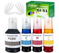 FANSHENG GI51 Ink Compatible with Canon GI-51 ink refill bottles for Pixma G1520 G1530 G1560 G2520 G2560 G2570 G3520 G3560 G4570 (4 Pack Black/Cyan/Magenta/Yellow)