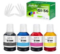 FANSHENG GI56 pigment Ink Compatible with Canon GI-56 ink refill bottles for MAXIFY GX7050 GX6050 GX5050 GX4050 GX3050 (4 Pack Black/Cyan/Magenta/Yellow)