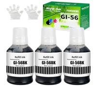 FANSHENG GI56 pigment Ink Compatible with Canon GI-56 ink refill bottles for MAXIFY GX7050 GX6050 GX5050 GX4050 GX3050 (3 Pack Black x 3)