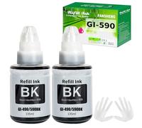 FANSHENG GI590 GI490 Ink Compatible with Canon GI-590 GI-490 ink refill bottles for Pixma G1000 G1400 G1500 G2000 G2400 G2500 G3000 G3400 G3500 G4500 (2 Pack, Black x 2)