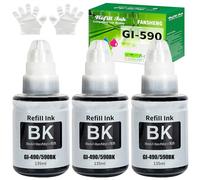 FANSHENG GI590 GI490 Ink Compatible with Canon GI-590 GI-490 ink refill bottles for Pixma G1000 G1400 G1500 G2000 G2400 G2500 G3000 G3400 G3500 G4500 (3 Pack, Black x 3)