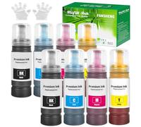FANSHENG Ink Compatible with Epson ink refill bottles for EcoTank ET-2861 ET-2860 ET-1810 ET-4800 ET-2810 ET-2811 ET-2812 ET-2814 ET-2815 ET-2830 ET-2711 ET-4700 ET-2726 (8 Pack 2BK/2C/2M/2Y)