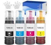 FANSHENG Ink Compatible with ink refill bottles for Ink Bottle Multipack ET-2860 ET-2861 ET-1810 ET-14100 ET-2810 ET-2830 ET-2865 ET-2876 ET-2710 ET-2720 ET-2811 ET-4800 printer (4 Pack BK/C/M/Y)