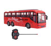 Fansheng Remote Control Bus Toy for Kids, 1/30 Scale RC Vehicle with Remote Control for Toddlers, Pretend Play Bus Driver Traffic Role Playing Toys, Birthday Gift for Boys & Girls (Red Travel)