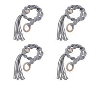FANSHINUO 4Pcs Braided Rope Tassels Curtain Accessories Tiebacks With Wood Rings Easy Installation Window Drape Holdbacks Ties Window Drapery Holders