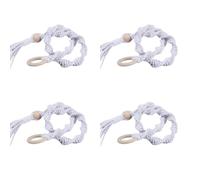 FANSHINUO 4Pcs Braided Rope Tassels Curtain Accessories Tiebacks With Wood Rings Easy Installation Window Drape Holdbacks Ties Window Drapery Holders