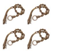 FANSHINUO 4Pcs Braided Rope Tassels Curtain Accessories Tiebacks With Wood Rings Easy Installation Window Drape Holdbacks Ties Window Drapery Holders
