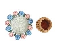 FANSHINUO Crochet Kits Flower Coasters Crochet Kits Rose Bouquet Coasters Crochet Starter Kits Crochet Coasters Kits for Crafting