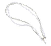 FANSHINUO Double Layer Imitation Pearls Necklace with Magnetic Clasp Clavicle Chain Accessory for Elegant Women and Social Event