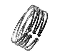 FANSHINUO Elegant Rhinestones Cuff Bracelet for Women Fashion Layered Bangle Handmade Multilayer Crystal Jewelry for Weddings