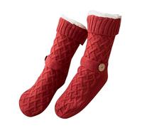 FANSHINUO Festival Christmas Fleece Lined Floor Socks With Antiskid Bottom For Unisex Antislip Soles Knitted Fuzzy Slipper Socks Winter Warmth