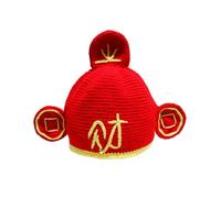 FANSHINUO Fortunes God Hat For Festival Celebration Comfortable Knitted Brimless Hat For Traditional Festival And Cultural Gatheri