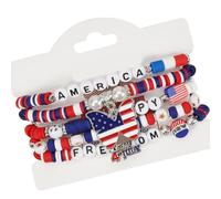 FANSHINUO Independence Day Beaded Elastic Artificial Crystal Stacking Perfect for Casual and Party Wear Independence Day Themed Beaded Jewelry