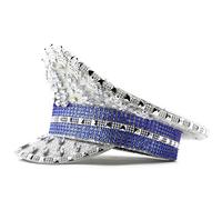 FANSHINUO Jeweled Crystal Captain Hat Bride Hat Sailors For Bachelorette Party Headwear Headgear For Club Stage Vintage Sequins Weddings