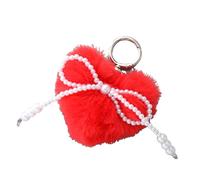 FANSHINUO Pearls Heart Faux Furs Poms Chains Bag Accessories Puffball Keyring Backpack Charms Pendant For Womens Girls Keychain Accessories