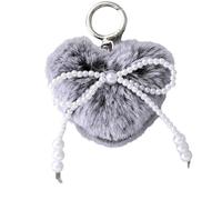 FANSHINUO Pearls Heart Faux Furs Poms Chains Bag Accessories Puffball Keyring Backpack Charms Pendant For Womens Girls Keychain Accessories