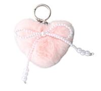 FANSHINUO Pearls Heart Faux Furs Poms Chains Bag Accessories Puffball Keyring Backpack Charms Pendant For Womens Girls Keychain Accessories