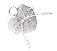 FANSHINUO Pearls Heart Faux Furs Poms Chains Bag Accessories Puffball Keyring Backpack Charms Pendant For Womens Girls Keychain Accessories