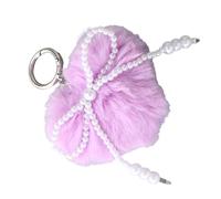 FANSHINUO Pearls Heart Faux Furs Poms Chains Bag Accessories Puffball Keyring Backpack Charms Pendant For Womens Girls Keychain Accessories