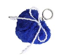 FANSHINUO Pearls Heart Faux Furs Poms Chains Bag Accessories Puffball Keyring Backpack Charms Pendant For Womens Girls Keychain Accessories