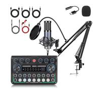 FANSHINUO Portable Type C Condenser Microphone and Sound Card Offering Real Time Easy Use for Live Streaming Online Meetings Broadcasting Device