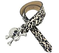 FANSHINUO Punk Rhinestones Skull Snaps Buckle Belt For Pants Fashion Pattern Street Jeans Adult Unisex Waist Accessories Skull Buckle Belt