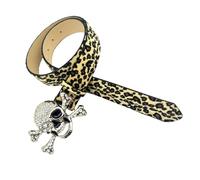 FANSHINUO Punk Rhinestones Skull Snaps Buckle Belt For Pants Fashion Pattern Street Jeans Adult Unisex Waist Accessories Skull Buckle Belt