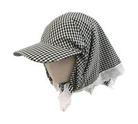 FANSHINUO Stylish Plaided Headscarf Caps for Women Soft and Breathable Fabric Lace Scarf Hat for Casual Wear and Outdoor Activity Black