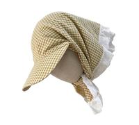 FANSHINUO Stylish Plaided Headscarf Caps for Women Soft and Breathable Fabric Lace Scarf Hat for Casual Wear and Outdoor Activity Yellow
