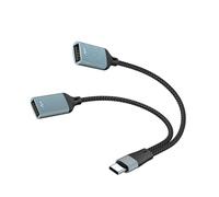 FANSHINUO USB C Splitter 2-Port Aluminum Hub with Nylon Cable for Laptop Phone Charging & 480Mbps Data Transfer Phone Type C Hubs