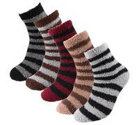 Fanshiontide 5 Pairs Mens Slipper Fluffy Socks, Winter Comfy Cozy Sleep Bed Socks Fuzzy Thermal Warm Socks High Elasticity Sock Non Slip for Men