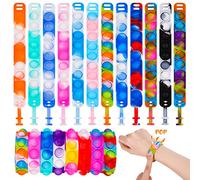 Fanshiontide Pop Bracelet It, 20 Pieces Wristband Fidget Decompression Toy Set, Silicone Rainbow Baby Sensory Toy Gifts for Kids Boys Girls Stress Relief & Anti-Anxiety