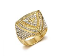 Fanshu Stainless Steel Titanium Iced Out Bling Armor Shield Templar Christian Holy Cross Hip Hop Biker Rings for Men Women Couple Boyfriends Gift AAA Zircon Gold Plated Fashion Jewelry, Metal, Created