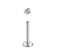 FANSING 1 Piece 316L Surgical Steel Threaded Labret Studs for Ear and Nose Piercings, Cubic Zirconia, no gemstone