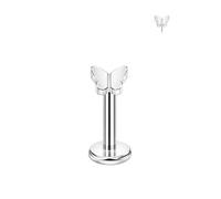 FANSING 316L Surgical Steel Push Pin Threadless Labret Stud Butterfly Top, 16 Gauge 6mm, Metal, no gemstone
